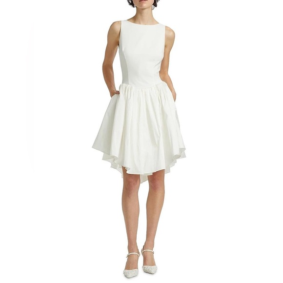 Amsale Pleated Fit & Flare Mini Dress